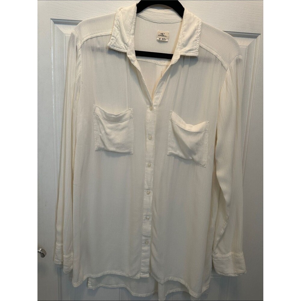 O'Neill Cream Lightweight Women's Button-Down Shirt Coastal Beachy Medium